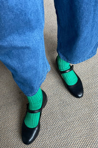 Her Socks - Mercerized Combed Cotton Rib: Kelly Green