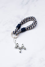 Load image into Gallery viewer, Rope Keychain with Dog Charm: Navy/Khaki