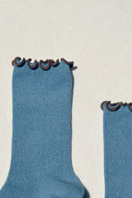 Load image into Gallery viewer, Ruffled Modal Socks: Powder Blue / Brown Edge