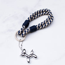 Load image into Gallery viewer, Rope Keychain with Dog Charm: Navy/Khaki