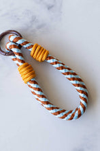 Load image into Gallery viewer, Rope Bag Charm: Blue/Mustard