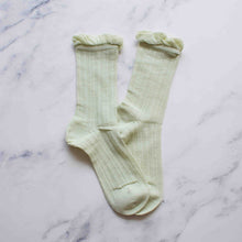 Load image into Gallery viewer, Lace Ruffle Socks: Pastel Green