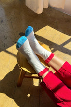 Load image into Gallery viewer, Color Block Girlfriend Socks : Blue Red