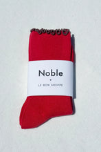 Load image into Gallery viewer, Ruffled Modal Socks: Paprika / Brown Edge
