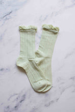 Load image into Gallery viewer, Lace Ruffle Socks: Pastel Green