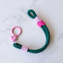 Load image into Gallery viewer, Rope Bag Charm with Heart: Green