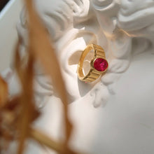 Load image into Gallery viewer, Gold Red Ruby Signet Ring