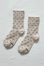 Load image into Gallery viewer, Sneaker Socks: Oatmeal Polka Dot