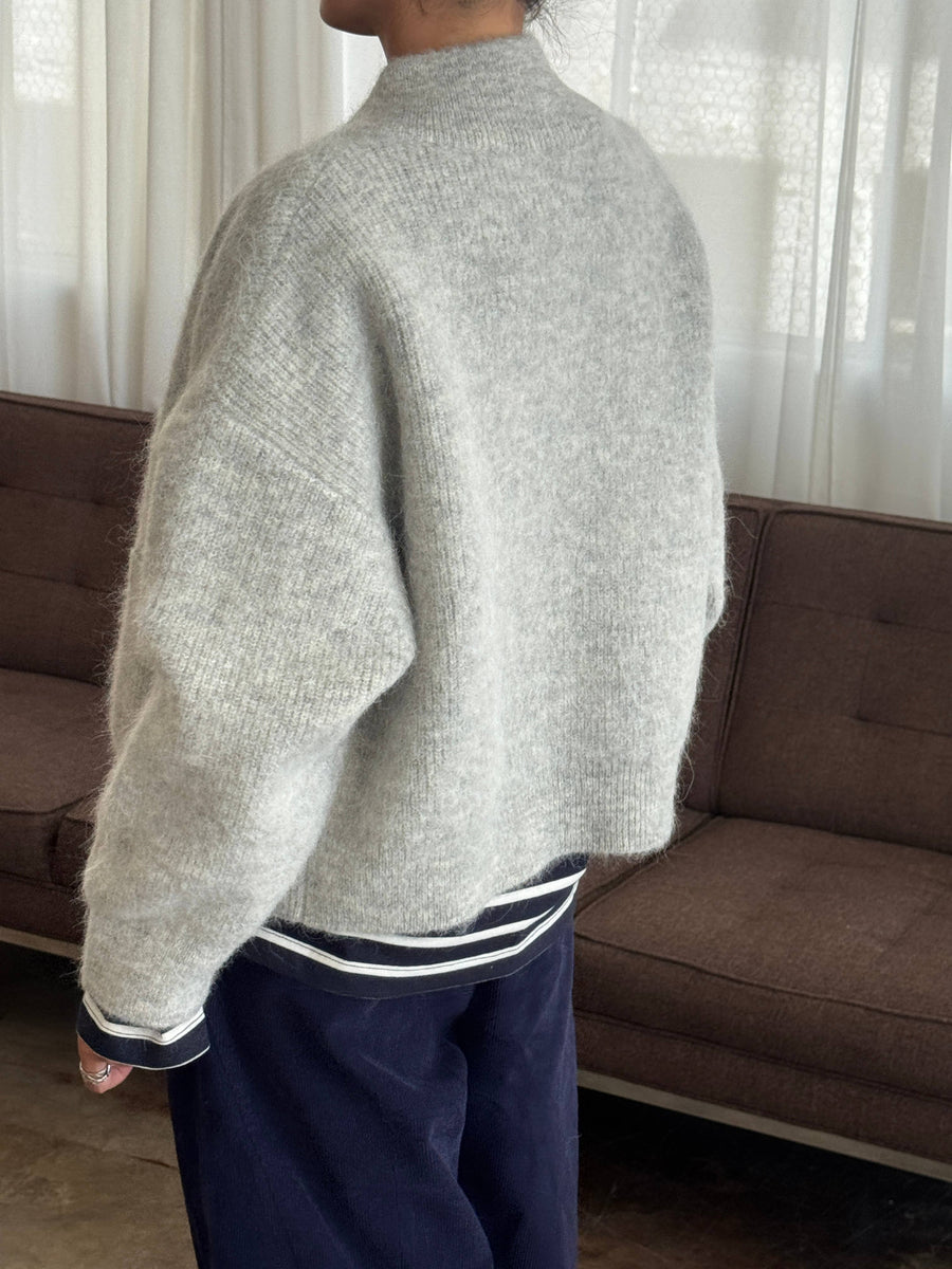Alpaca Zip Front Jacket - Light Grey – Muz & Rose