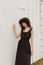 Load image into Gallery viewer, Gyneth Linen Mid-length Dress - Black