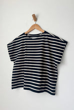 Load image into Gallery viewer, Manon Tee - White Stripe on Navy