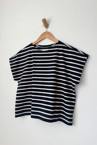 Manon Tee - White Stripe on Navy