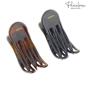 French Bear Paw Set of 2 Hair Claw Clips: Tortoise Shell and Black