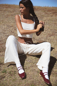 Drawstring Pointelle Pant: Gossamer