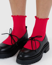 Load image into Gallery viewer, Lettuce Edge Sock Set of 2 - Lavender &amp; Red