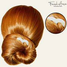Load image into Gallery viewer, French Amie Tri Prongs 3" Medium Handmade Cellulose Bun Holder Women Hair Pin: Onyx