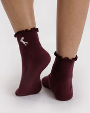 Load image into Gallery viewer, Lettuce Edge Sock Set of 2 - Mahogany &amp; Navy Icons