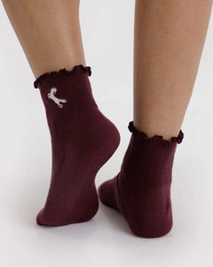 Lettuce Edge Sock Set of 2 - Mahogany & Navy Icons