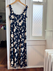 VTG Black + Cream Floral Maxi Dress [12]