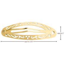 Load image into Gallery viewer, Filigree Cutout Metal Snap Hair Clips 4 Pack: Gold