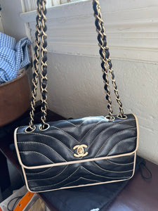 CHANEL Navy + Ivory Classic Flap Bag