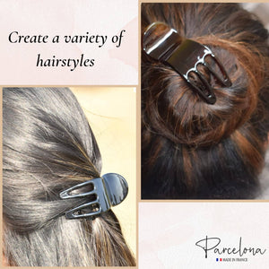 French Bear Paw Set of 2 Hair Claw Clips: Tortoise Shell and Black