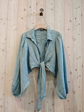 Load image into Gallery viewer, Tie-front Linen Blouse: Heavenly