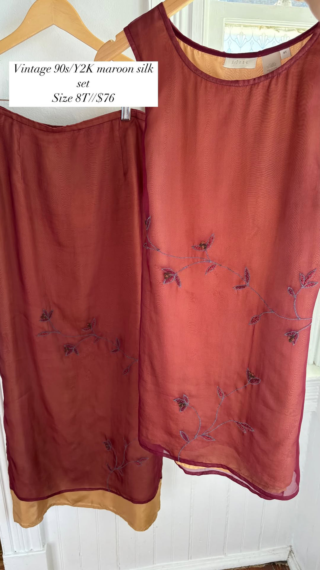 VTG 90's/Y2K Maroon Silk Set [8T]
