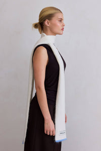 The Alpaca Skinny Scarf - Arctic White/Sky Blue