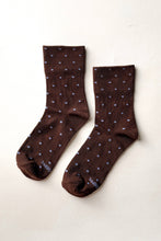 Load image into Gallery viewer, Sneaker Socks: Polka Dot - Cacao/Blue