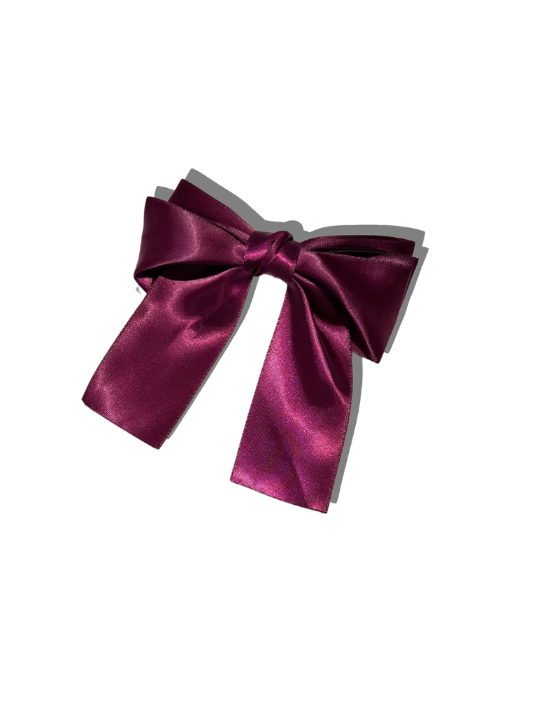 Handmade Satin Hair Bow Clip: Wine