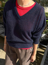 Load image into Gallery viewer, Matthew V-Neck Mohair Sweater: Navy