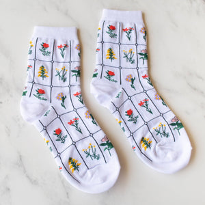 Botanical Garden Socks: White