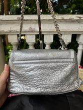 Load image into Gallery viewer, YVES SAINT LAURENT Silver Leather + Mesh Strap Bag