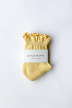 Load image into Gallery viewer, Ruffled Hugger Crew Socks: Banana Cream