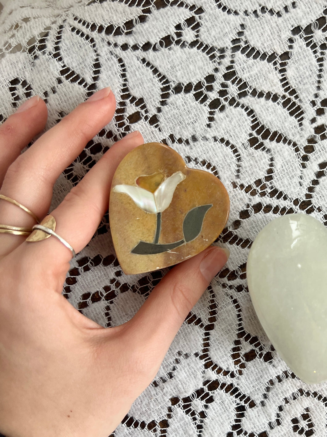Stone Inlay Heart Box