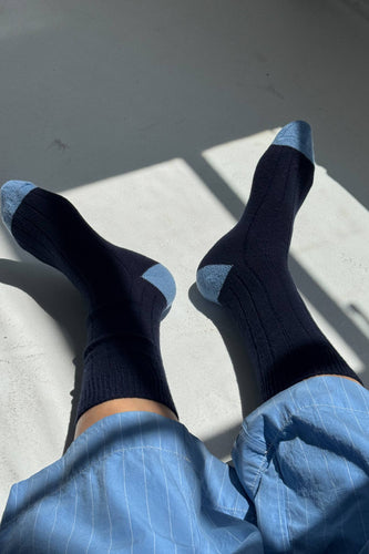 Extended Cashmere Classic Socks: Navy