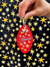 Load image into Gallery viewer, Aries Embroidered Retro Motel Keychain