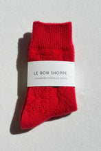 Load image into Gallery viewer, Cashmere Pointelle Socks: Red