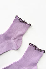 Load image into Gallery viewer, The Petite Ruffle Sock: Lilac / Brown
