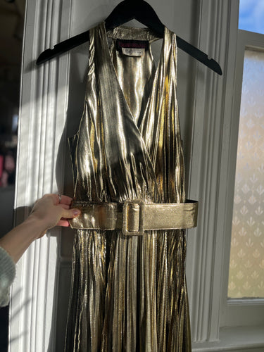 VTG Gold Lame Maxi Dress [S/M]