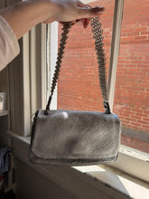 Load image into Gallery viewer, YVES SAINT LAURENT Silver Leather + Mesh Strap Bag