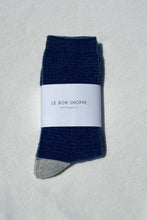 Load image into Gallery viewer, Wool Waffled Socks: Denim / Stone