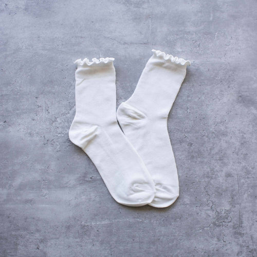 Wednesday Ruffle Socks: White