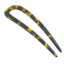 Load image into Gallery viewer, French Amie Slick Large Handmade Cellulose Chignon U Hair Pin Stick for Women: Silver Onyx