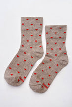 Load image into Gallery viewer, Heart Sneaker Socks: Latte/Red