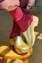 Load image into Gallery viewer, Her Socks - Modal Lurex: Carmine Glitter