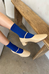 Her Socks - Mercerized Combed Cotton Rib: Cobalt