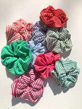 Load image into Gallery viewer, TERRY CLOTH STRIPE SCRUNCHIE: LIGHT BLUE STRIPE