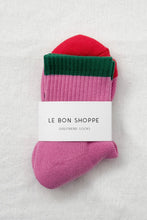 Load image into Gallery viewer, Color Block Girlfriend Socks : Rose Green